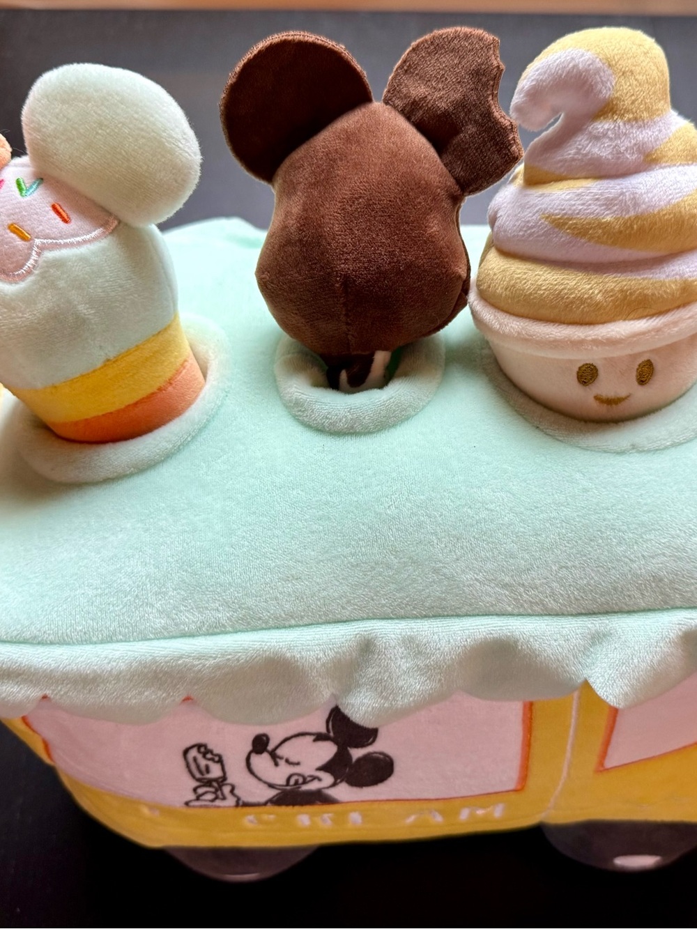 Disney Plush Pop-Up Toy - Mint, Brown & Yellow ice cream truck with ice cream